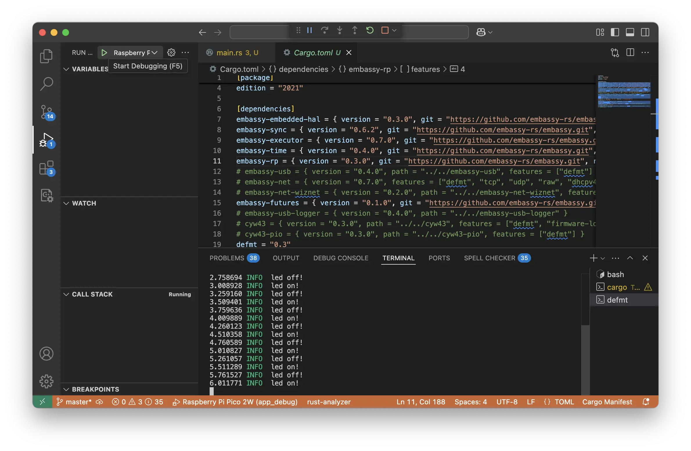 probe-rs VSCode extension